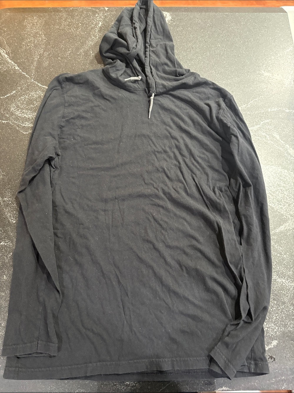 Anvil Black Long Sleeve Hooded Shirt